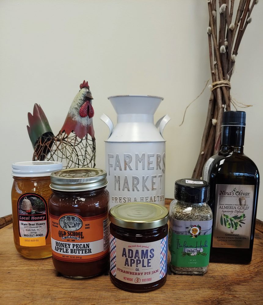Local honey, jams and olive oil